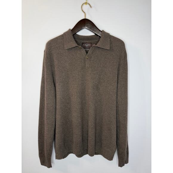 Black Brown 1826 Cashmere Collar Sweater Long Sleeve Preppy Men's XL - Picture 7 of 7